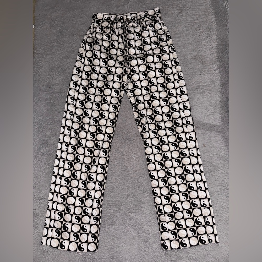 Pull & Bear YinYang Patterned Straight Leg Jeans